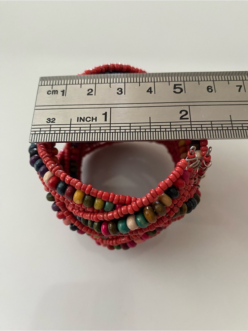 Two Multicolored Beaded Wrap Bracelets - Turquoise & Coral - Picture 6 of 11